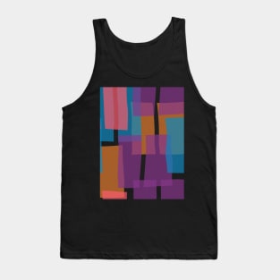 Colorful Purple Mid Century Modern 60s Style Geometric Cut Outs Pattern Tank Top